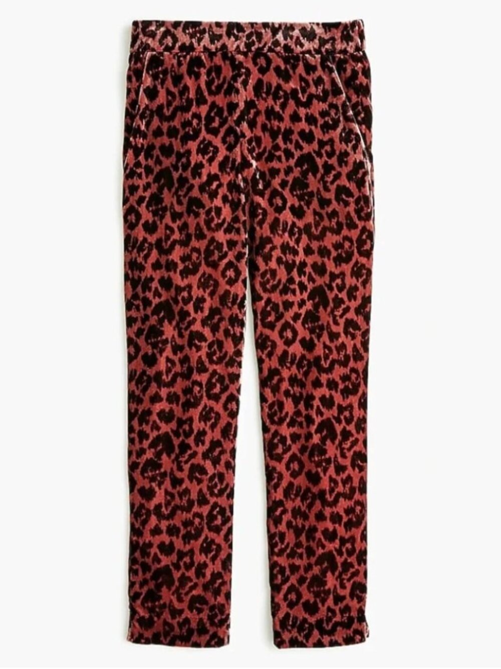 J Crew Rose Leopard Print Velvet Easy Pants